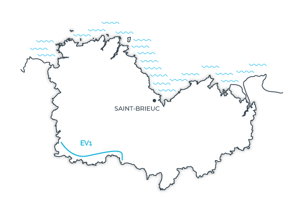 Carte de l'eurovélo 1 en Côtes d'Armor