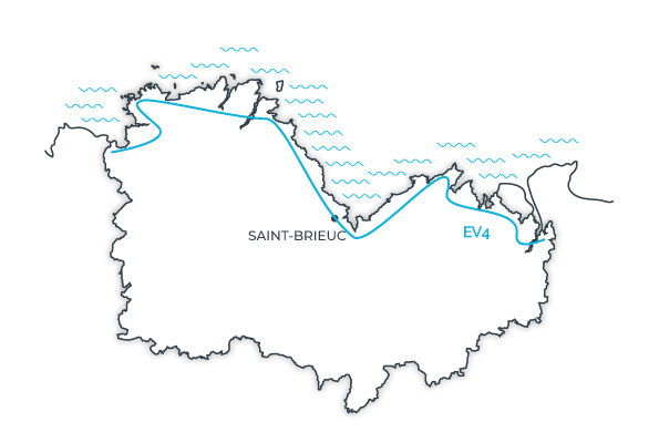 Carte Eurovélo 4 La Vélomartime en Côtes d'Armor