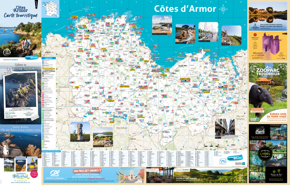 Carte touristique des Côtes d'Armor