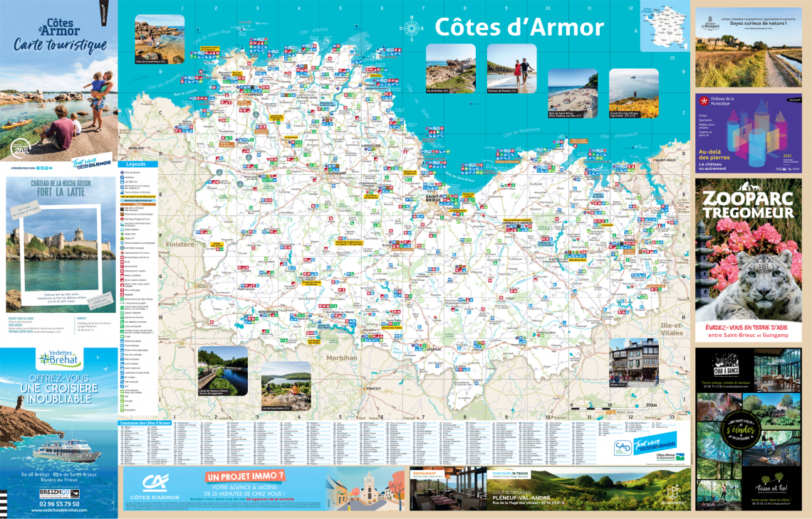 Carte touristique des Côtes d'Armor 2023