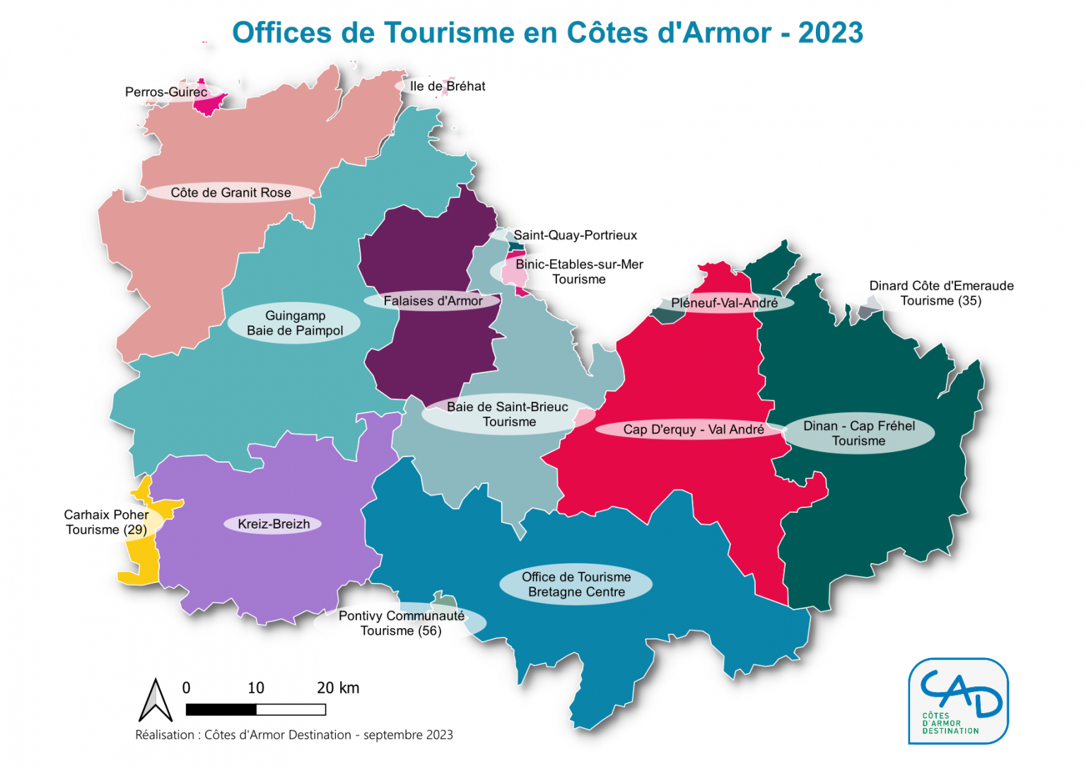 Cartes des Office de Tourisme des Côtes d'Armor