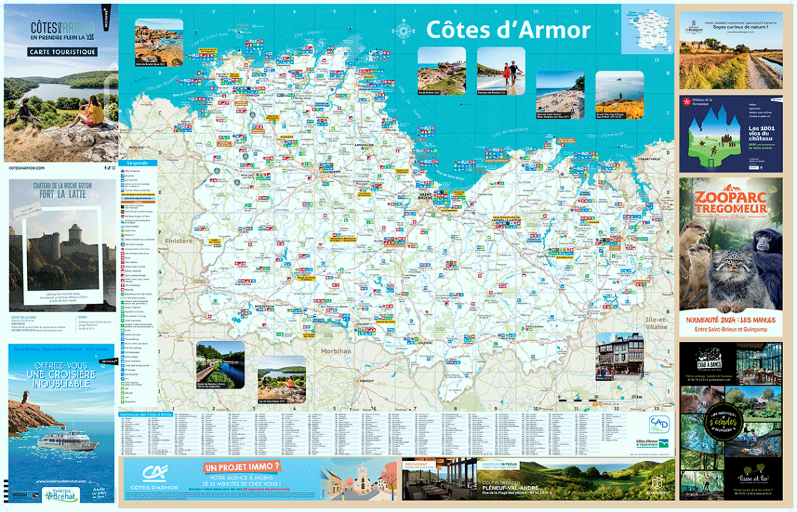 Carte touristique des Côtes d'Armor 2024