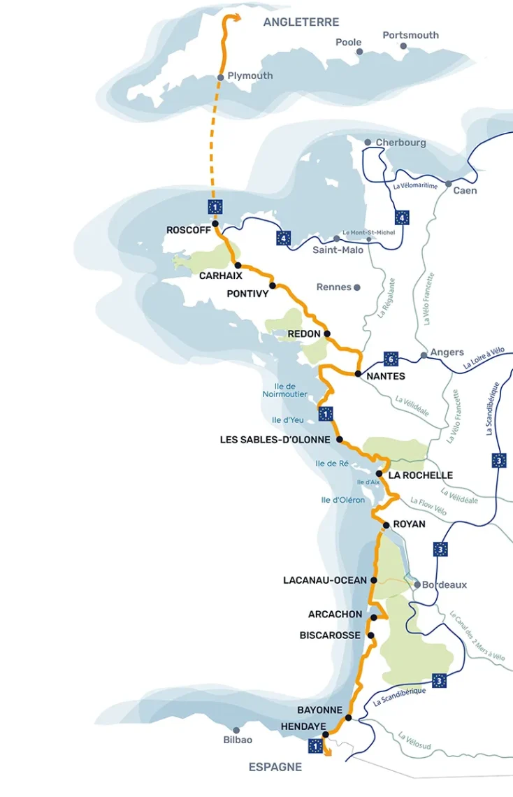 Carte itinéraire La Vélodyssée